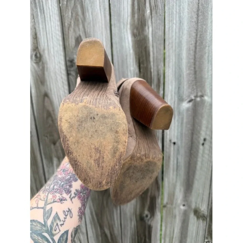 Western Boho Carlos by Carlos Santana Ankle Boots 7.5 Taupe Madera Block Heel